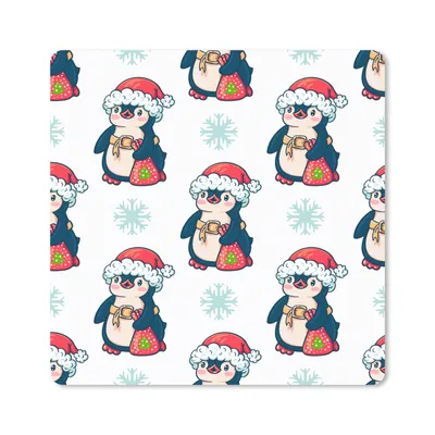 Produktbild von MuchoWow® Mauspad Mousepad Pinguin - Weihnachtsmannmütze - Kind - Schnittmuster - Weihnachten 30x30 cm - Mousepads - Maus Mat - Pad - Mausunterlage - Gaming