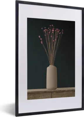 Produktbild von MuchoWow® Gerahmtes Poster Vase - Stillleben - Blumen 40x60 cm - Poster mit Schwarzem Bilderrahmen Wandposter Rahmen Foto Bilder - Poster in Rahmen