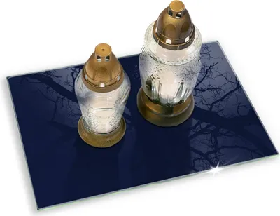 Produktbild von Grabkerze Untersetzer Glastafel Gummifüße Motiv - 80x52 cm - Marineblau
