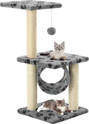 Produktbild von vidaXL Katzen-Kratzbaum Sisal 65 cm Grau Pfoten-Muster