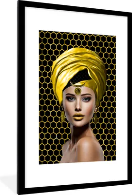 Produktbild von MuchoWow® MuchoWow® Gerahmtes Poster Frau - Elemente - Gelb 60x90 cm - Poster mit zchwarzem Bilderrahmen - Dekoration - Wandposter Wohnzimmer - Hochwertig