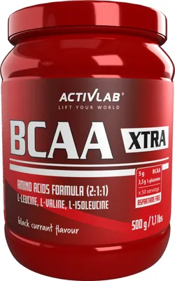 Produktbild von Activlab BCAA Xtra 500g, L-Leucin, L-Isoleucin, L-Valin, L-Glutamin - schwarze Johannisbeere