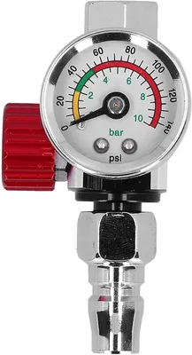Produktbild von Druckregler für Spraypistole, Edelstahl, 0-10 bar, mit Manometer, für Luftwerkzeug