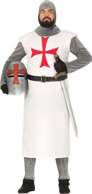 Produktbild von Mittelalter Ritter Kostüm Karneval Helm Schwert Schild, Größe: 54 - 56 (XL) Farbe: Weiß