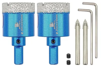 Immagine prodotto di Set di 2 punte da trapano diamantate da 35 mm, con punta di centraggio, per porcellana, piastrelle, Vetroceramica, pietra, granito e marmo