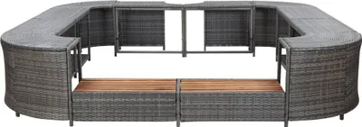Produktbild von vidaXL Whirlpool-Umrandung Quadratisch Grau 268x268x55 cm Poly Rattan