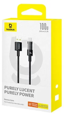 Zdjęcie produktu dla Baseus Gem USB A do USB C Szybki kabel ładujący 1m 100W Czarny