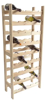 Immagine prodotto di Portabottiglie in legno per 36 bottiglie, con 9 ripiani, dimensioni 49 x 25 x 120 cm