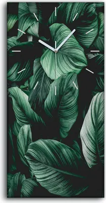 Produktbild von Dekor Leinwand Uhr Wandbilder Geräuschlos 30x60 Gemälde Blätter Blüten Pflanze - weiße Hände