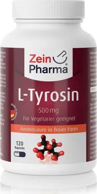 A product shot of a bottle of L-Tyrosin supplements.