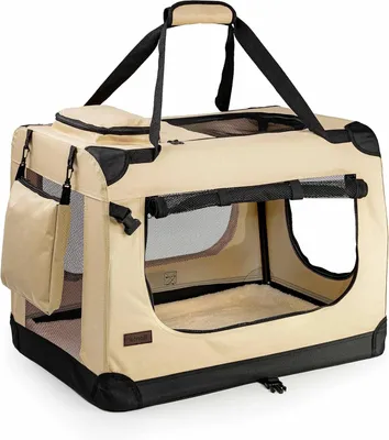 Immagine prodotto di Trasportino per animali - Cesto pieghevole - Trasporto sicuro - Struttura leggera e stabile - 60x42x44 cm - Beige