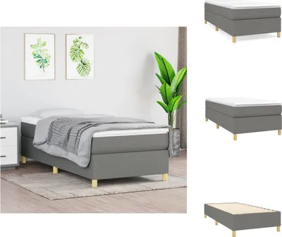 Produktbild von vidaXL Boxspringbett mit Matratze Dunkelgrau 90x200 cm Stoff -  Betten & Bettgestelle