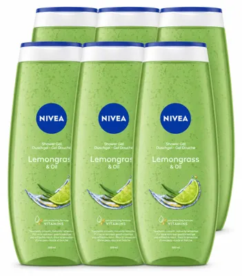 Imagen del producto de 6 unidades de gel de ducha NIVEA con aroma a hierba de limón y aceite, 500 ml cada uno. Paquete económico