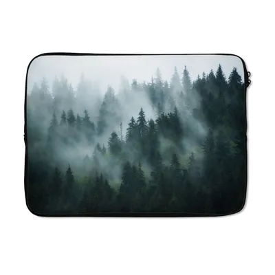 Produktbild von MuchoWow® Laptop Hülle 14 ZollNebel - Bäume - Wald Laptoptasche - Laptoptasche - Stoßsicher - Schutzhaube