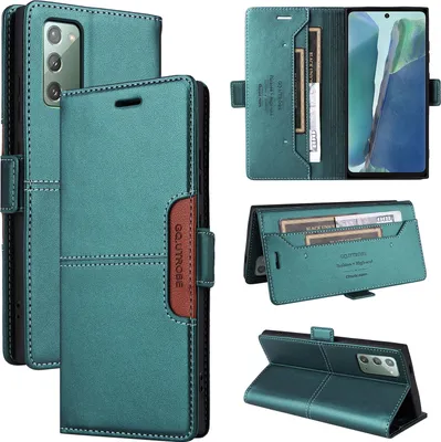 Immagine prodotto di Custodia per Samsung Galaxy Note 20 5G/4G, custodia flip wallet in pelle con slot per schede e supporto Verde