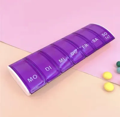 Immagine prodotto di CHPN - Dosatore per pillole - Contenitore per farmaci - Dosatore per pillole - 7 giorni - 7 scomparti - Contenitore per farmaci - Per conservare i farmaci - Accessorio da viaggio - Universale - Compatto - Lilla