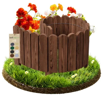 Produktbild von be4nature Flexibler Rollborder aus Holz 100 x 30 cm Dunkelbraun Rasenkante Beetumrandung aus Kiefernholz Rollborder Gartenzaun imprägniert Palisade Rollzaun Dekorativer Mähkante