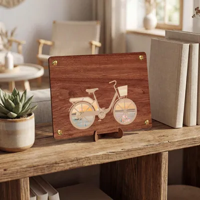 Produktbild von Geldgeschenk Fahrrad aus Holz mit Montagewerkzeug und Fach für Geldscheine