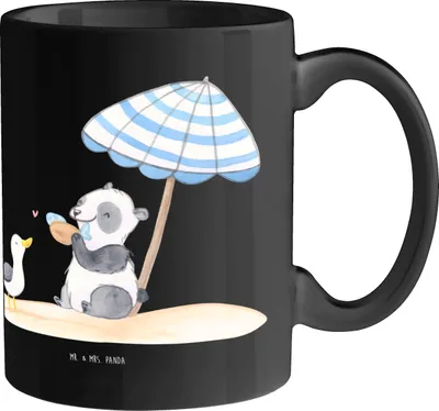 Produktbild von Mr. & Mrs. Panda Becher Lieber Sommer - Schwarz - Geschenk, Frühling, Sommerprodukte, Summer Feelings, Jahreszeiten, Strand, Kaffeebecher, Tasse, Henkelbecher, Pott