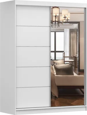 Produktbild von Kleiderschrank mit Spiegel Schwebetürenschrank 2-türig Schrank mit Einlegeböden und Kleiderstange Schiebtüren Schlafzimmer Wohnzimmerschrank 150x200x61 cm - Beni 05 Classic (Weiß)