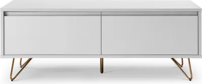 Produktbild von SalesFever Lowboard aus MDF | 1 Schublade und 1 Klappfach | Beine Metall mit Messinglegierung | B 120 x T 40 x H 45 cm | weiß