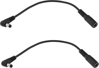 Produktbild von Rechteckstifte, 90 Grad, 5,5 mm x 2,1 mm - Set mit 2 Stück - Gleichstrom-Verlängerungskabel, Winkelstecker, männlich