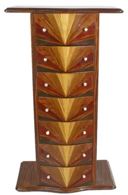 Zdjęcie produktu dla Casa Padrino Art Deco mahoniowa komoda z 7 szufladami i półką brązowa 70 x 40 x h. 120 cm - Meble Art Deco
