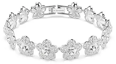Produktbild von Swarovski x Ariana Grande Armband, Rundschliff, Blume, Weiß, Rhodiniert