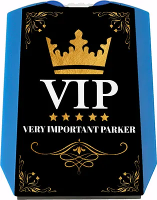Produktbild von VIP Parkscheibe mit lustigem Spruch, edlen Motiven und 2 Einkaufswagenchips