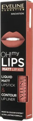 Produktbild von EVELINE Oh My Lips Liquid Matt Lipstick&Contour Lip Liner 4.5ml+1pcs. 08 Wunderschöne Rose