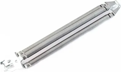 A close-up, studio shot of a metal spring assembly against a white background.