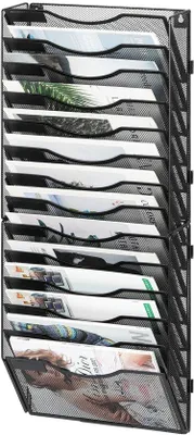 Immagine prodotto di Portadocumenti in metallo, 14 ripiani, formato A4, cassetti, scrivania, ufficio, scuola, archivio, nero