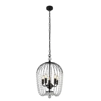 Image de Douche Pendentif 5Lt, Finition Noire, Métal Avec Cristal Clair