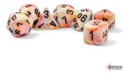 Produktbild von Chessex Würfelset Mega-hedral Circus/black - bunte RPG Würfel