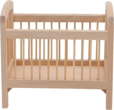 Obrázek produktu pro Miniaturní postýlka 1/12 v realistickém měřítku bez otřepů Dřevěný nábytek mini postýlka pro panenky pro domeček pro panenky