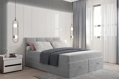 Produktbild von TRADA Prado Boxspringbett 200x200 Polsterbett mit Taschenmatratze 2 Betkkasten Grau
