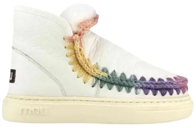 Image de Bottines MOU Mou Eskimo Sneaker Bold Rainbow Stitching Nubuck True White pour Femme