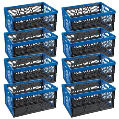 Obrázok produktu pre Novaliv skladací box 45l modrý sada 8 kusov - Skladací box s praktickými držadlami na prenášanie - Univerzálny úložný box
