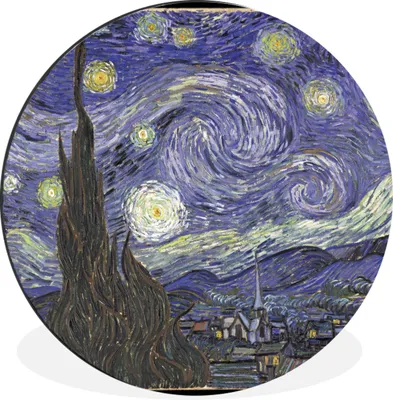 Produktbild von MuchoWow® Aluminium Wandkreis Sternennacht - Vincent van Gogh Ø 60 cm Wanddeko Modern Wohnzimmer - Wand Kreis - Wandbild - Schlafzimmer - Aluminium Bild - Kinderzimmer - Wohnzimmer Dekoration - Wandschmuck