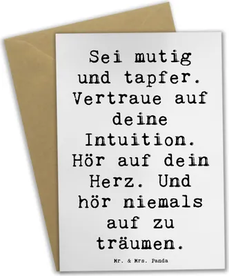 Produktbild von Mr. & Mrs. Panda Grußkarte Spruch Mutig zu sich selbst stehen - Weiß - Geschenk, weihnachtskarten, Hoffnung, einladungskarten, Trost, dankeskarten, glückwunschkarten