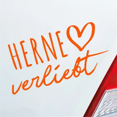 Produktbild von Auto Aufkleber Herne verliebt Herz Stadt Heimat Liebe Car 19x10 cm Orange Sticker Heckscheibenaufkleber