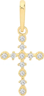 Produktbild von Atemberaubender 9 Karat (375) Gold kreuz Damen - Anhänger mit Zirkonia - 25mm*12mm; TRS28236