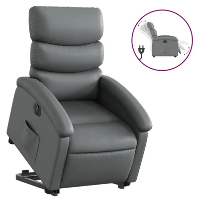 Produktbild von vidaXL Relaxsessel mit Aufstehhilfe Elektrisch Grau Kunstleder