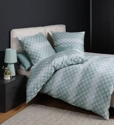 Produktbild von Janine Design Mako-Satin-Bettwäsche-Garnitur 98128 moments Farbe türkisgrün Größe 155x220+80x80