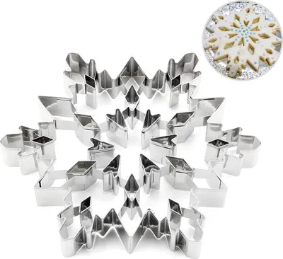 Image de Moule à gâteau 3D en forme de flocons de neige, moule en acier inoxydable, polyvalent et durable, accessoire de pâtisserie