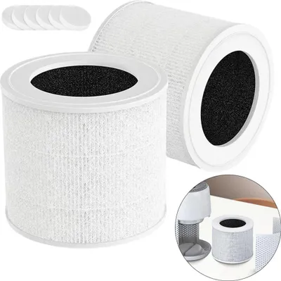 Produktbild von Kompatibles 3-in-1 HEPA Ersatzfilter-Set für LEVOIT Core Mini, 2 Stück + 12 Aromapads, Luftreiniger Filter, Weiß