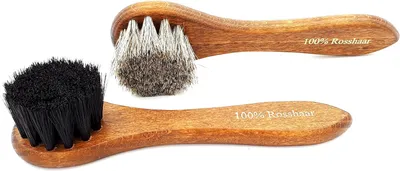 Productafbeelding van Schoenborstels set, gelakt hout, zachte paardenharen, voor leerverzorging, 2 stuks