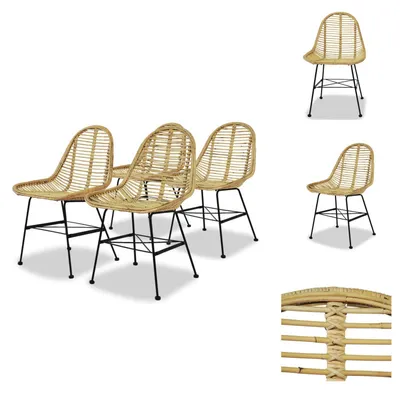 Imagen del producto de vidaXL: 4 sillas de comedor de ratán natural - Sillas para comedor