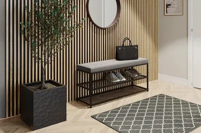 Produktbild von Sitzgelegenheit für den Flur, den Vorraum oder die Eingangshalle – Bank mit Schuhablagen „Asa“, 80 x 30 cm