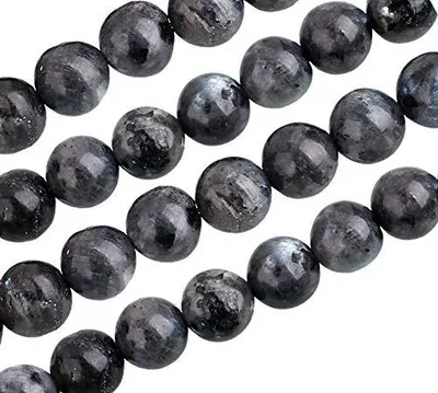 Labradorit Perlen, schwarz-weiß, rund, 6 mm, 18 Stück